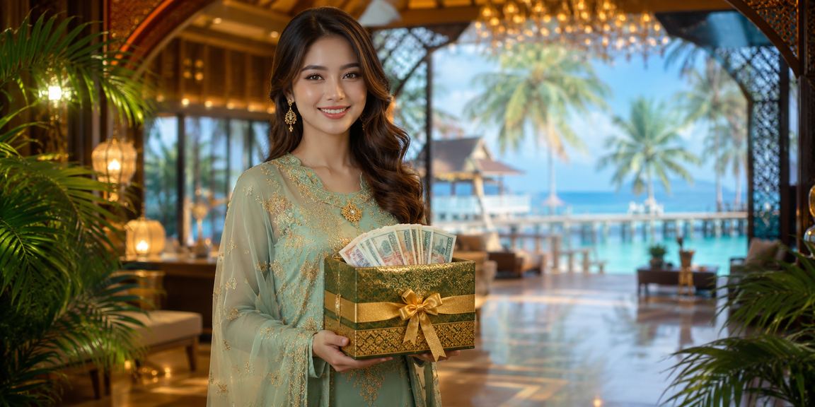 Suasana hiburan loteri Hari Raya Terengganu Malaysia gaya tempatan